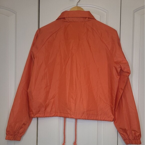 Champion Women's Heritage Coaches Jacket Script Logo Color Groovy Papaya Size M - Picture 3 of 13